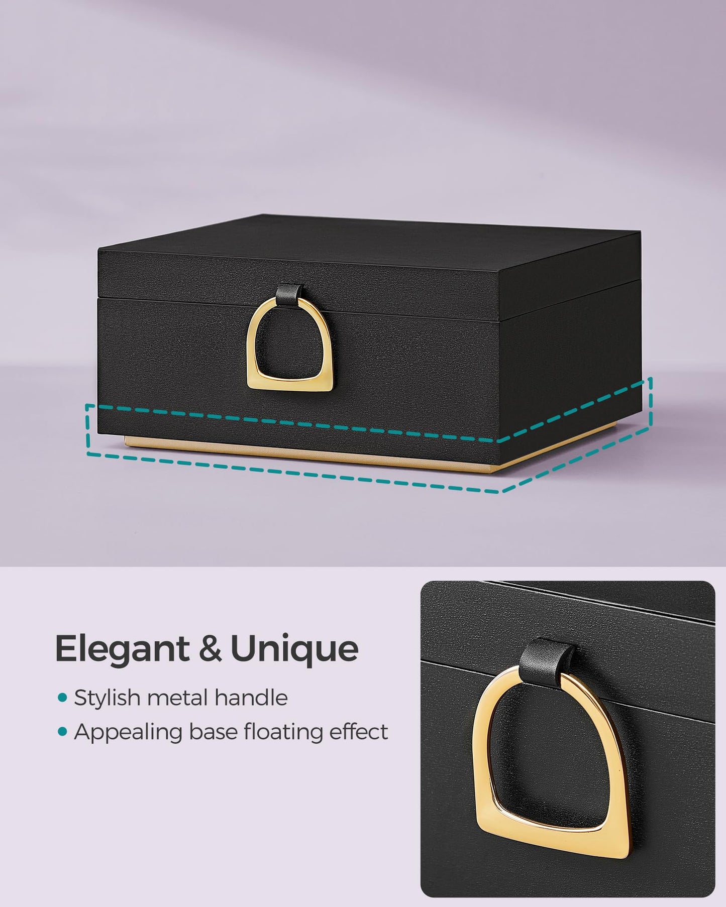 SONGMICS 2-Layer Jewelry Box, Jewelry Organizer with Handle, Removable Jewelry Tray, Jewelry Storage, Floating Effect, 8.1 x 9.4 x 4.3 Inches, Christmas Gift, Forest Green UJBC165C01