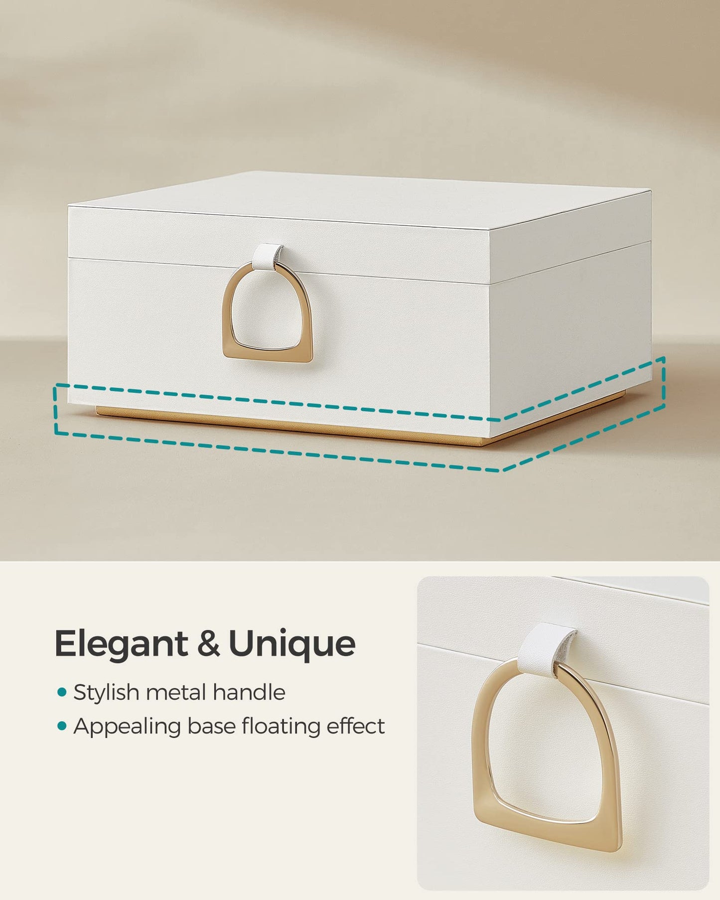 SONGMICS 2-Layer Jewelry Box, Jewelry Organizer with Handle, Removable Jewelry Tray, Jewelry Storage, Floating Effect, 8.1 x 9.4 x 4.3 Inches, Christmas Gift, Forest Green UJBC165C01