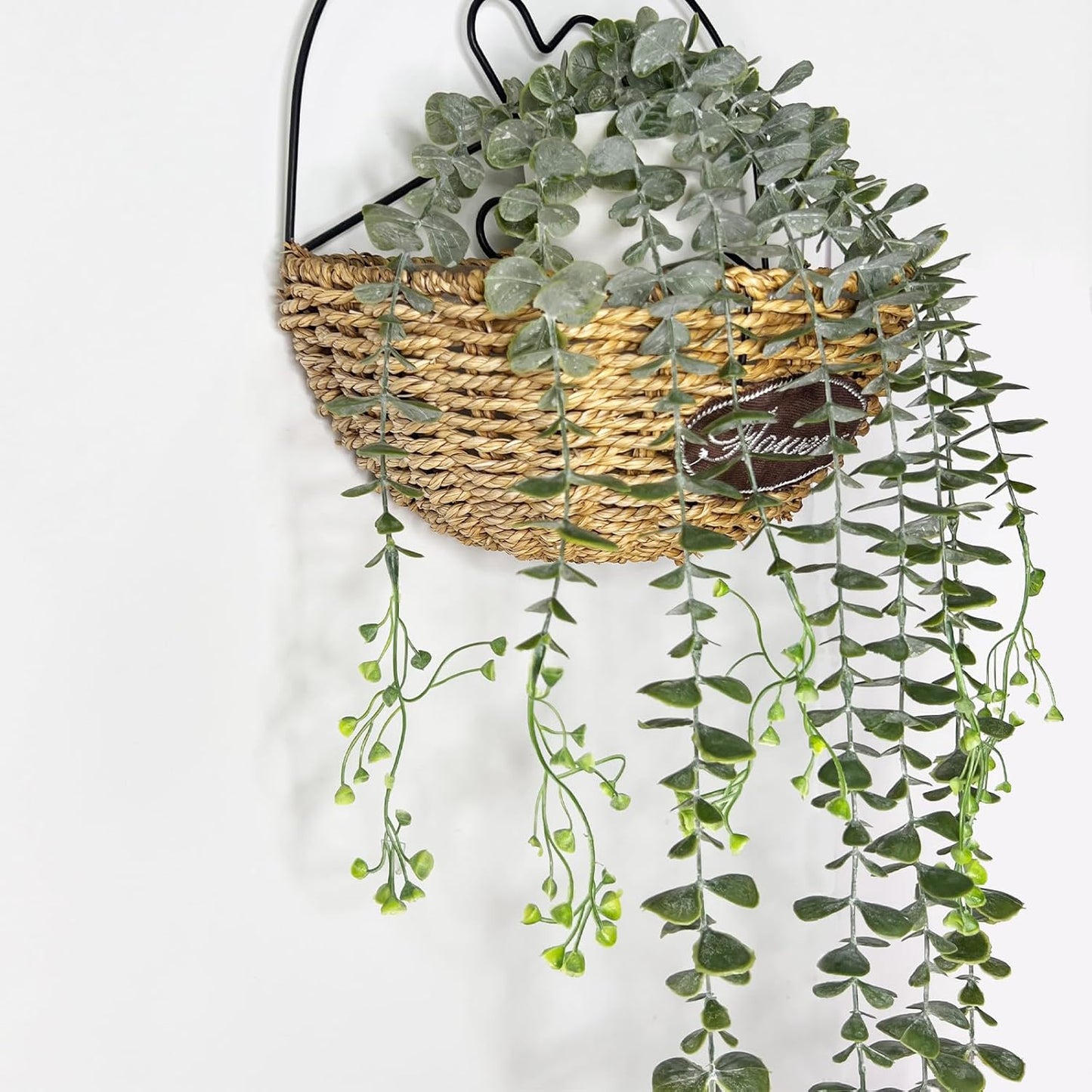 Fake Hanging Plants, 2pcs Artificial Eucalyptus Potted, Artificial Hanging Plant for Wall Decor Bathroom Office Shelf Indoor and Outdoor Greenery, Faux Hanging Plant for Aesthetic Enhancement