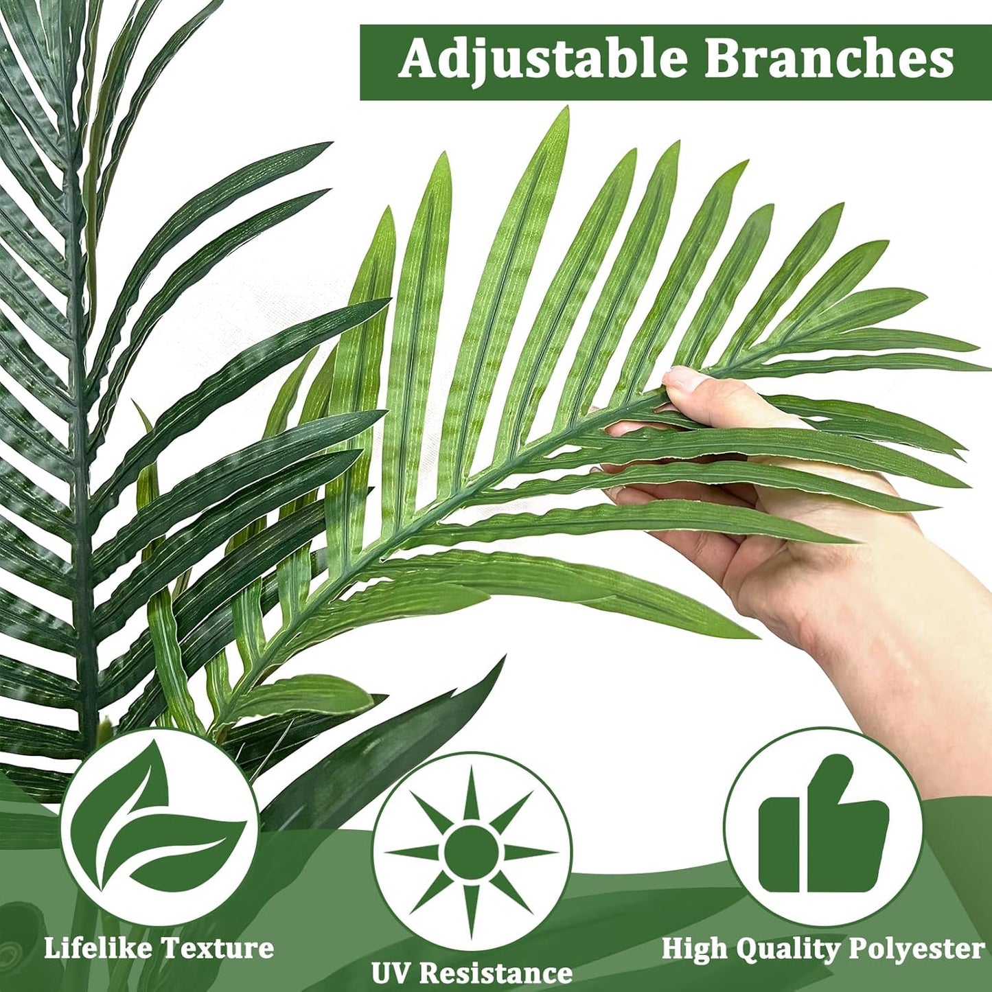 [No-Sag] 6.25 Ft Tall Fake Palm Tree with Planter 3 Thick Trunks Large Artificial Tree 762 Leaves UV Sun Resistant Tropical Floor Faux Plant for House Indoor Outdoor Office Room Patio Yard Home Decor
