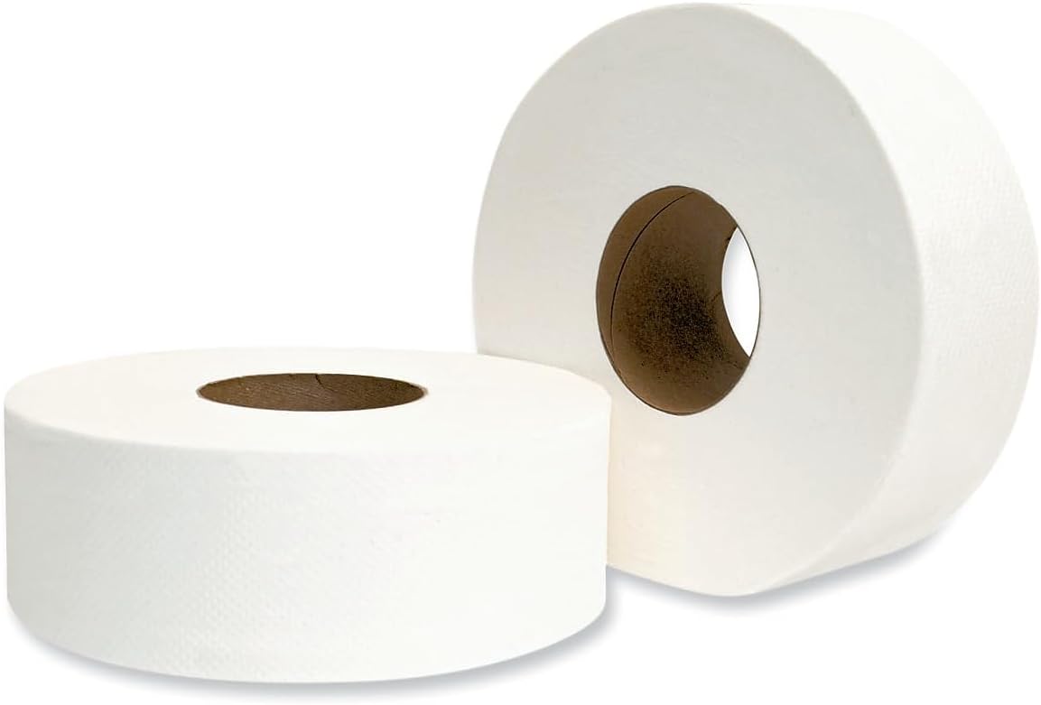 GEN 202 Jumbo JRT Bath Tissue, 2-Ply, White, 9 in Diameter, 12 Count (Pack of 1)
